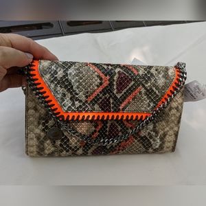 NWT Stella McCartney BRIGHT ORANGE ALTER PRINTED SNAKE MINI Crossbody-$795